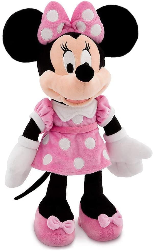 Walt Disney Minnie Mouse Pink Polkadot Dress Stuffed Plush Animal Toy 9 Inches 