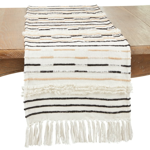 Saro Lifestyle Textured Corded Table Runner with Fringe