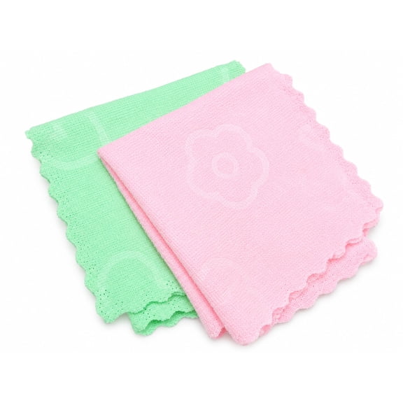 Soft Cotton Hand Towels Pack of 2 – Absorbent Reusable Washcloths for Bathroom, Kitchen & Face, Quick Dry, Machine Washable, 10 x 10 Inch (Mint Green & Pink)