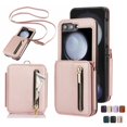 thumbnail image 4 of Rosbody leather zipper wallet phone case for Samsung Galaxy Z flip 6 card holder protective cover, 4 of 10