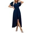 thumbnail image 2 of Women'S Long Formal Dresses Split Elegant V Neck Wrap Ruffle Wedding Guest Dresses S, 2 of 9