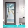 thumbnail image 5 of Window Privacy Film Blue Coastal Stained Glass Window Film Decorative Sun Block Window Cover Summer Palm Trees Vacation Watercolor Window Clings Static Adhesive Sticker for Bathroom 19.6"x39.3", 5 of 7