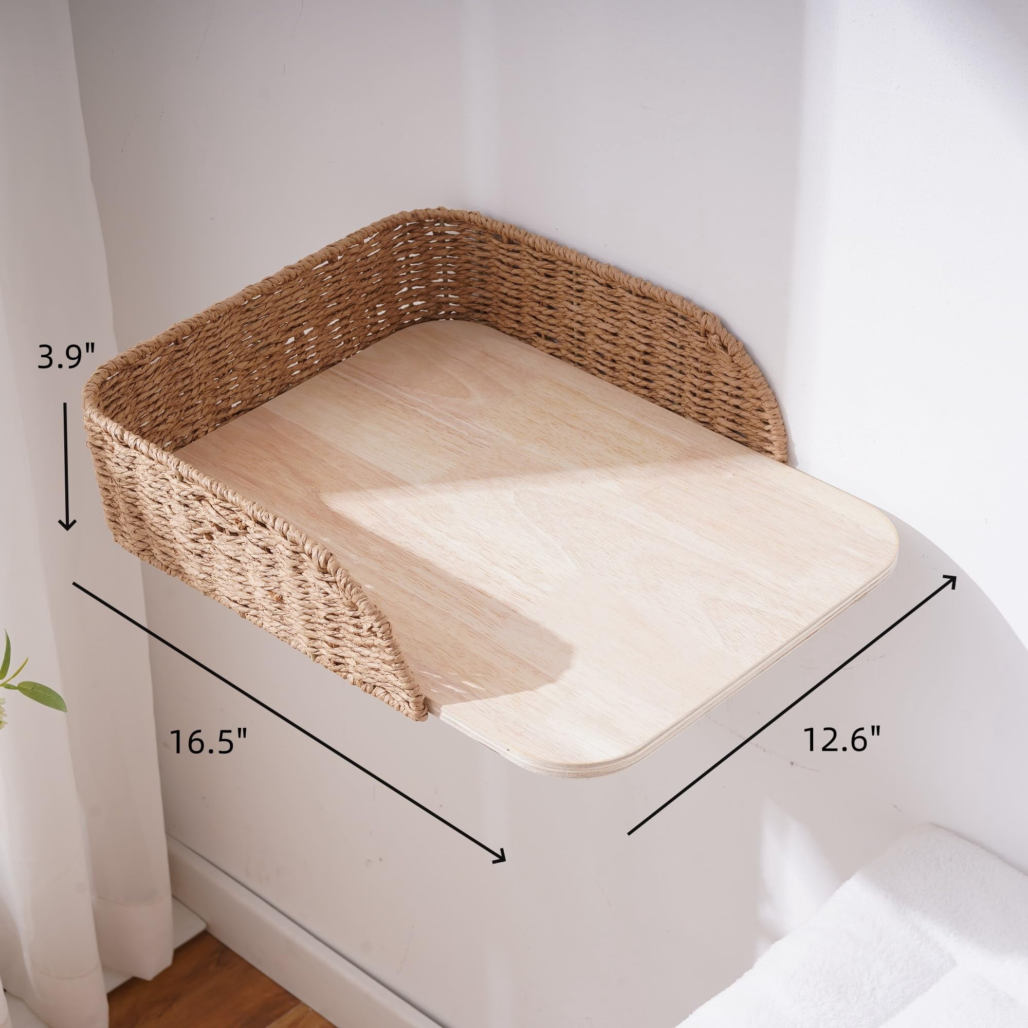 Wall Mounted Cat Bed Perch 12.6“ x 16.5” 2-Pack Wooden Shelves with Washable Pillow Cushions