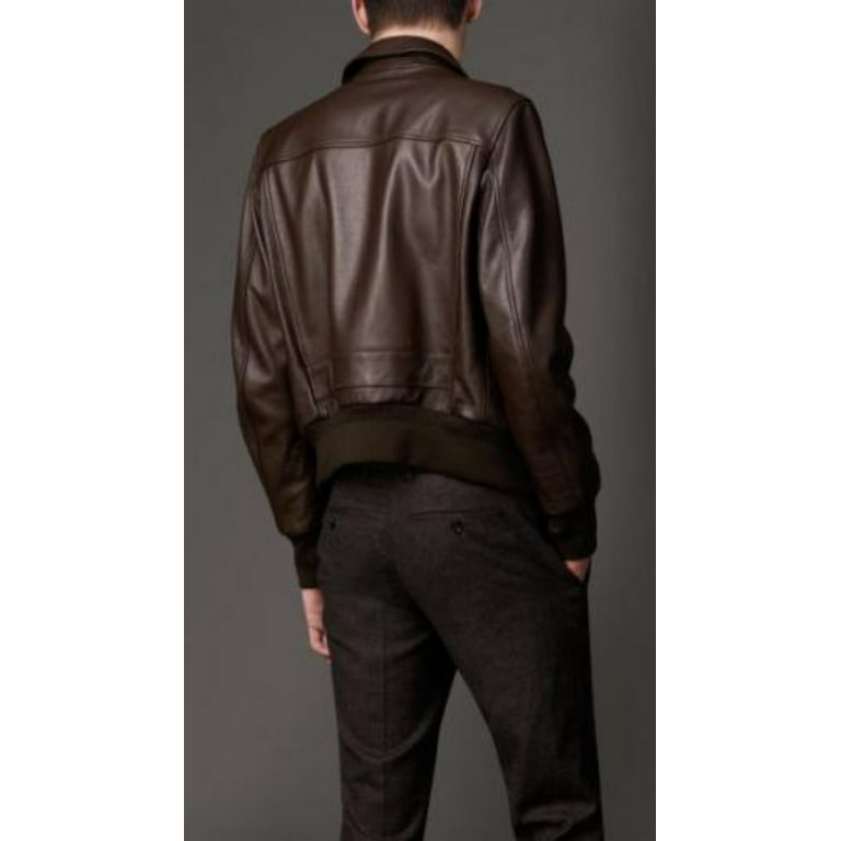 Noora Mens Dark Brown Leather Bomber Jacket With YKK Zipper | Stylish  Flight Slim fit BikerLeather Jacket | SU0115