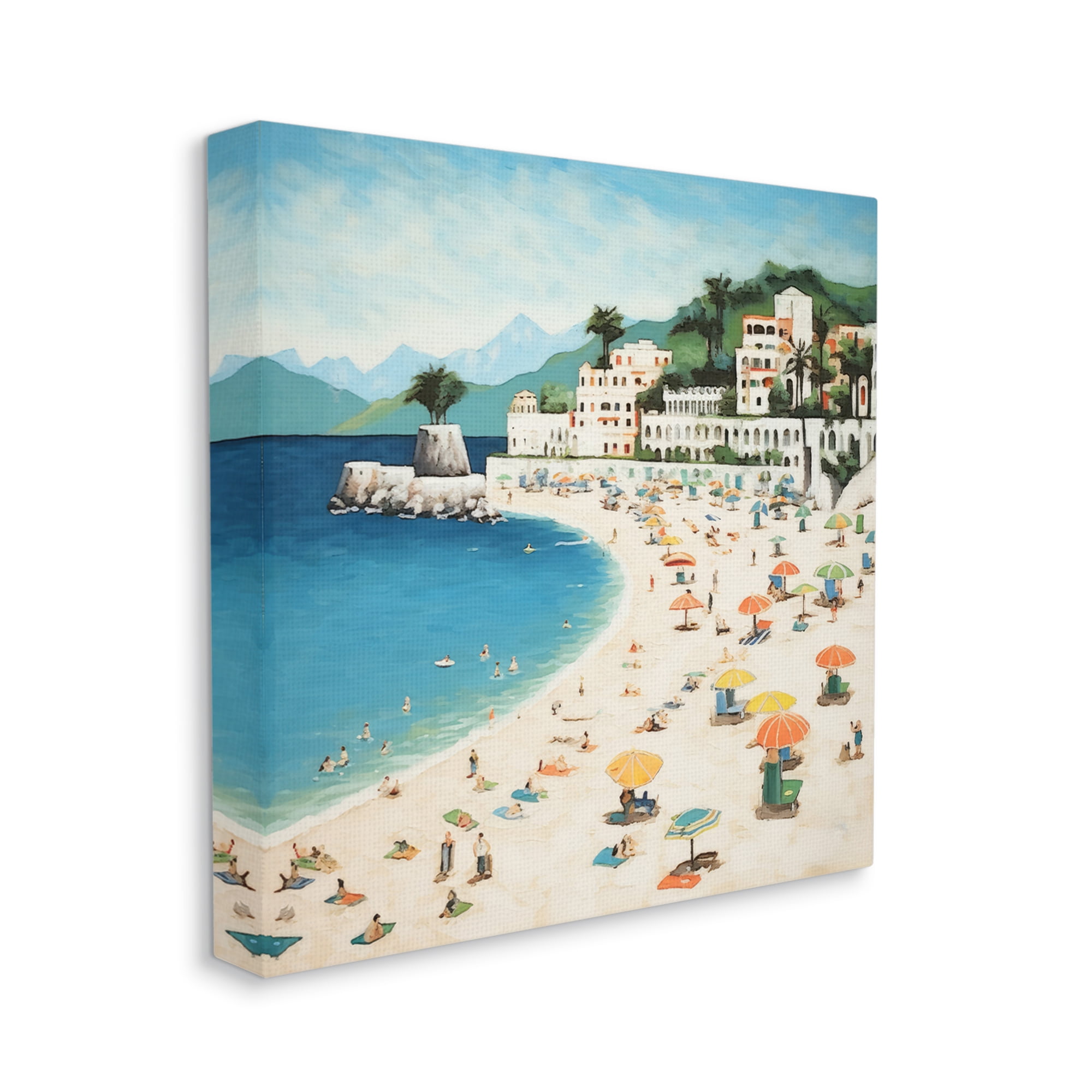 Stupell Industries Summer Beach People Landscape Painting Gallery Wrapped Canvas Art Print Wall Art, 36 x 36