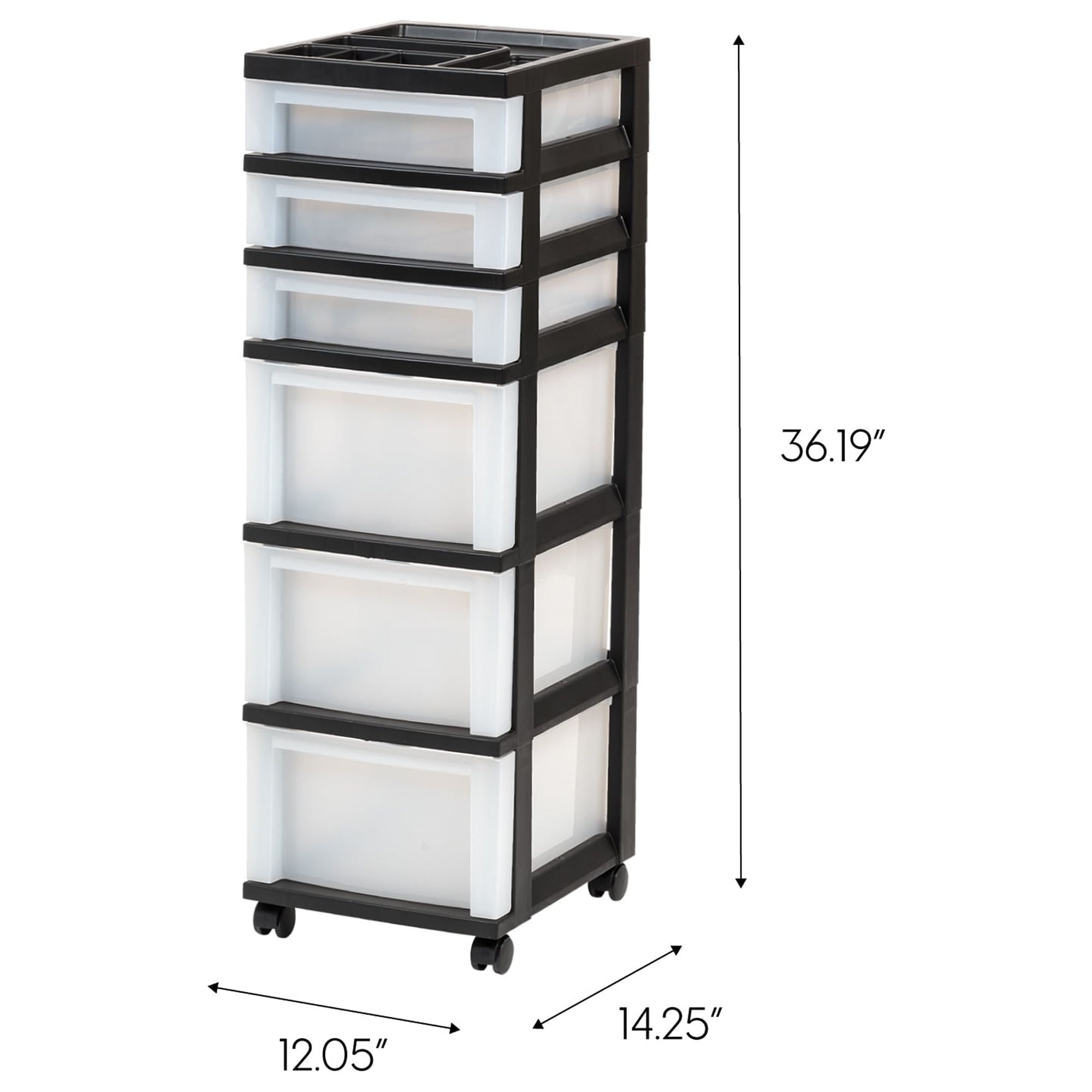 6-Drawer Plastic Storage Cart, Rolling Storage Cart with 6 Drawers, Buckle  & Clear Doors, Stackable Storage Drawer with Organizer Top, Drawer