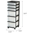 thumbnail image 6 of IRIS 6-Drawer Plastic Storage Cart with Organizer Top and Wheels, Clear/Black, 6 of 7