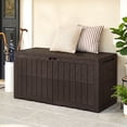 thumbnail image 4 of Gymax 120 Gal Outdoor Deck Box All-Weather Lockable Storage Bin w/ Lid & Handles Dark Brown, 4 of 10