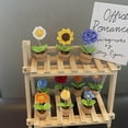 thumbnail image 4 of kurtrusly Hand Knitted Crochet Flowers Mini Potted Flowers Car Accessories Small Cute, 4 of 9