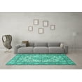 thumbnail image 3 of Ahgly Company Machine Washable Indoor Square Medallion Turquoise Blue Traditional Area Rugs, 7' Square, 3 of 4