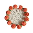 thumbnail image 1 of DOLITY Crochet Flower Coaster Compact Drinking Cup Mat for Countertop Tabletop Cafe Orange, 1 of 9