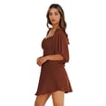 thumbnail image 6 of New Womens Dresses Solid Color Fashion Women'S Sexy a Collar Lantern Sleeve Dress Square Neck Two Styles, 6 of 6