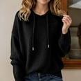 thumbnail image 2 of Women's Sweater Hoodie 2025 Fall Winter Long Sleeve Trendy Solid Color Knit Hooded Sweatshirt Pullover Top, 2 of 4