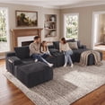 thumbnail image 2 of Muumblus 140" Oversized Modular Sectional Sofa with Storage Console & 2 Ottomans, U-Shaped Boneless Cloud Couch for Living Room, Gray Corduroy, 2 of 5