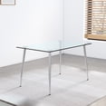 thumbnail image 2 of GFVBULM and chair set. 1  with 4  PU chairs.Rectangular dining  with  imitation marble tabletop and silver metal legs.Paired with 4 chairs with silver legs.DT-1544 C-008, 2 of 18