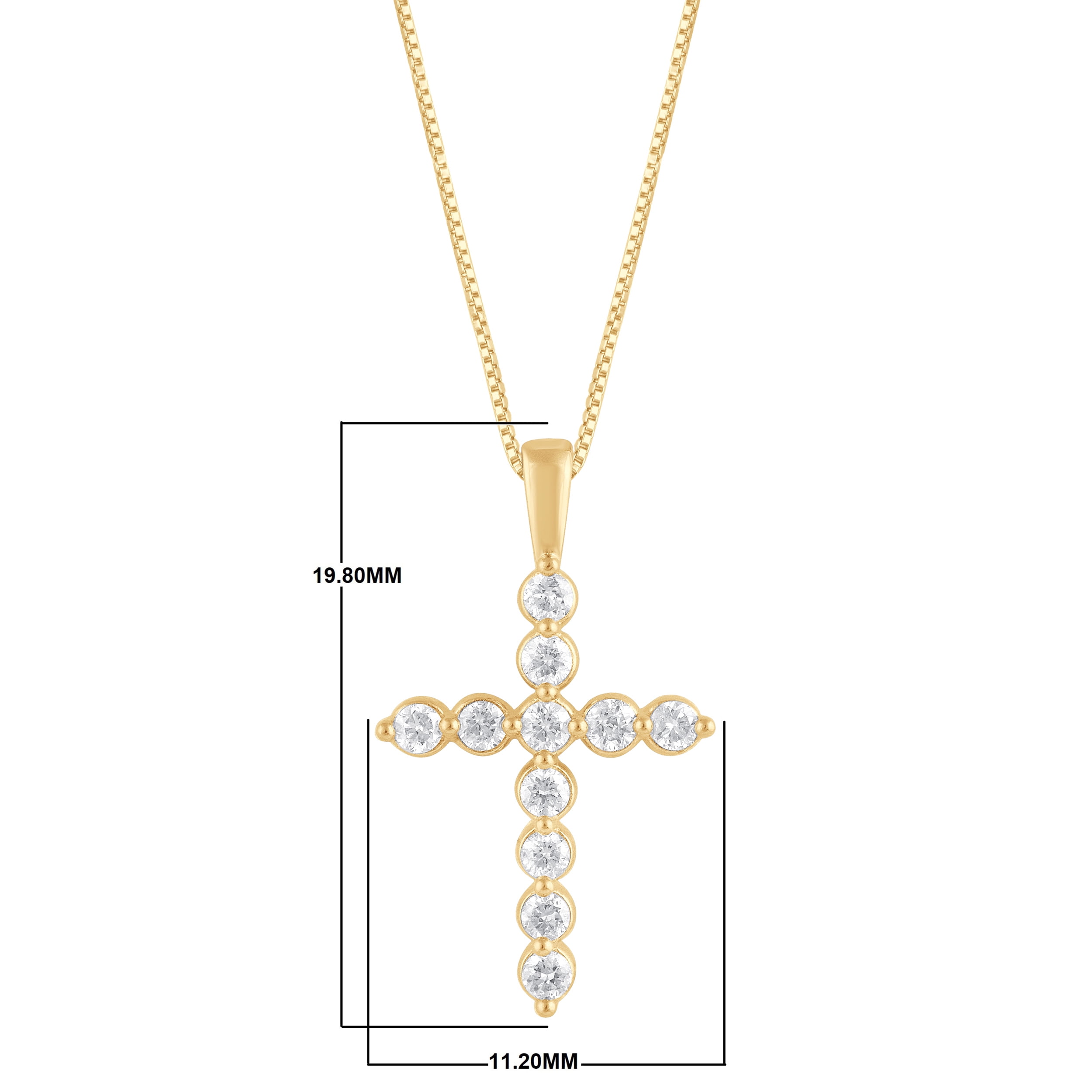 Unique Moments 1/4 Ct Lab Grown Diamond Cross Pendant Yellow Plated Silver for Unisex (J, SI-I1)