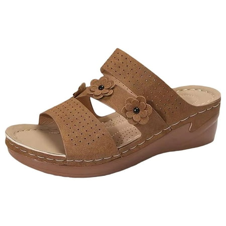 

PEASKJP Sandals for Women Dressy Summer Women s Comfortable Orthopedic Sandals Thong Dressy T-Strap Orthotic Casual Summer Arch Support Sandals (Brown 8.5)