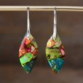thumbnail image 3 of Bohemian Natural Imperial Stone Leaf Dangle Earrings For Women Jewelry Gift, 3 of 5