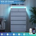 thumbnail image 4 of NEGYLIM 6 Drawer White Dresser, High Gloss Dresser with LED Light for Bedroom, Living Room, Hallway, Easy Assembly, 4 of 11