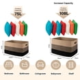thumbnail image 3 of Large Blanket Basket for Living Room（25"x16"）,75 L Rectangle Toy Storage Basket for Nursery Room, Woven Rope Storage Box with Leather Handle,Gradient Linen, 3 of 10