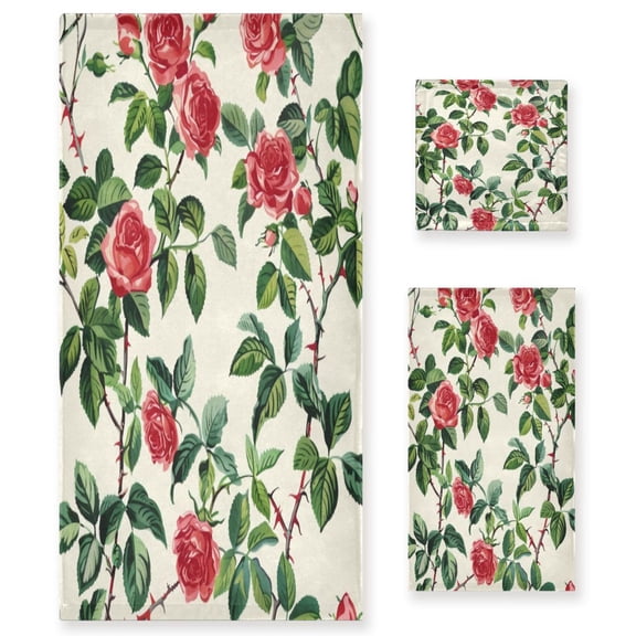 Three-Piece Towel Set Face Towel Towel Set Hand Towel Bath Towel Cotton Bath Towels Bath Towel Sets Hand Bath Towels Prickly Rose