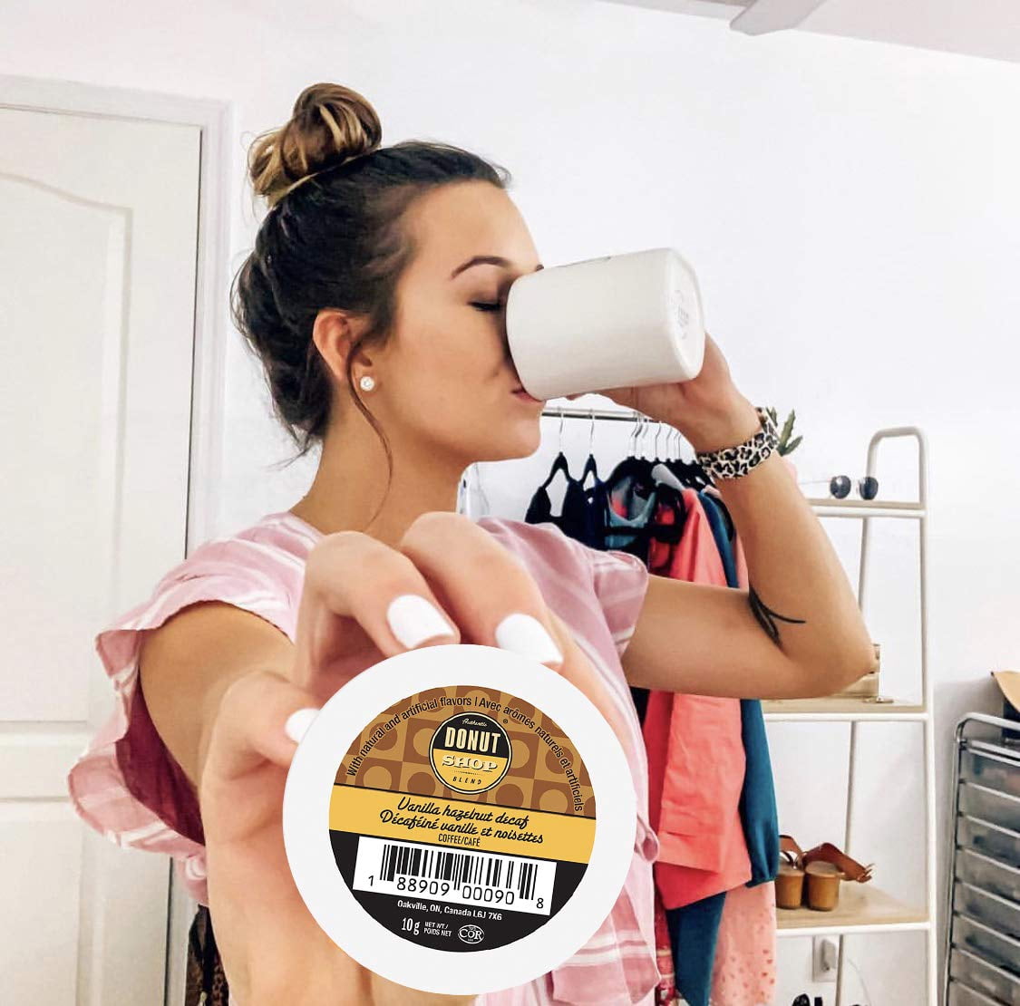 Authentic Donut Shop Blend Flavored Coffee Pods, Vanilla Hazelnut Decaf Coffee in Single Serve Cups, 24 Count