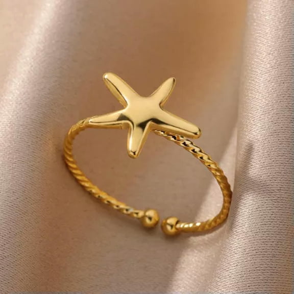 HOOUN Adjustable Open Starfish Ring Women's Vintage Jewelry For Daily Wear Party Gift-Gold