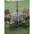 thumbnail image 4 of Outdoor Tablecloth with Umbrella Hole for Patio/Picnic/Party/Camping, Farmhouse Country Waterproof Table Cloth Square Cover Washable, Vintage French Garden Horse Swan (60"x 60"), 4 of 8
