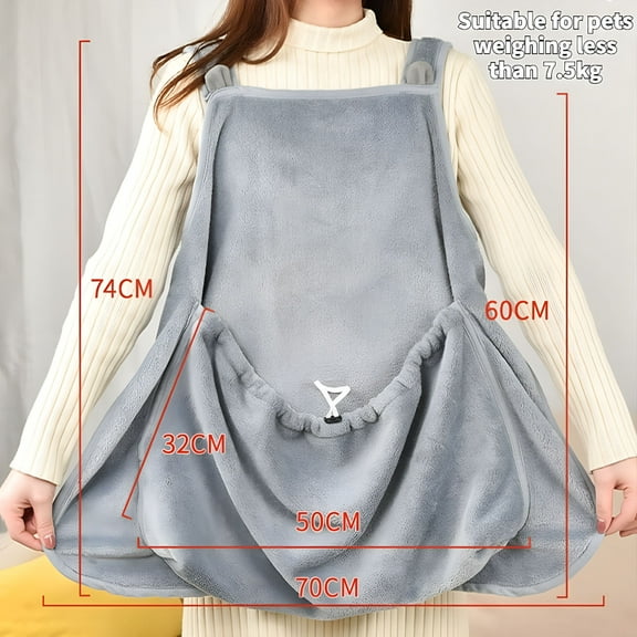 GASTROPOD Cat Carrier Bag Apron Small Dogs Hanging Chest Bag Cat Sleeping Pocket Winter Plush Pet Pouch Backpack Carrier Pets Bag (GRAY)