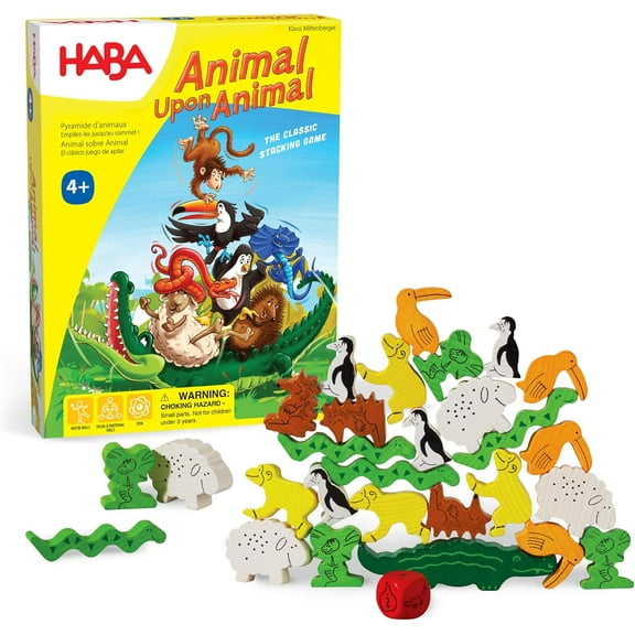 HABA Animal Upon Animal - Classic Wooden Stacking Game & Family Board Games
