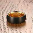 thumbnail image 3 of 8mm Black Matte Tungsten Carbide Band Men's Gold Polished Wedding Ring Size 8-12, 3 of 7