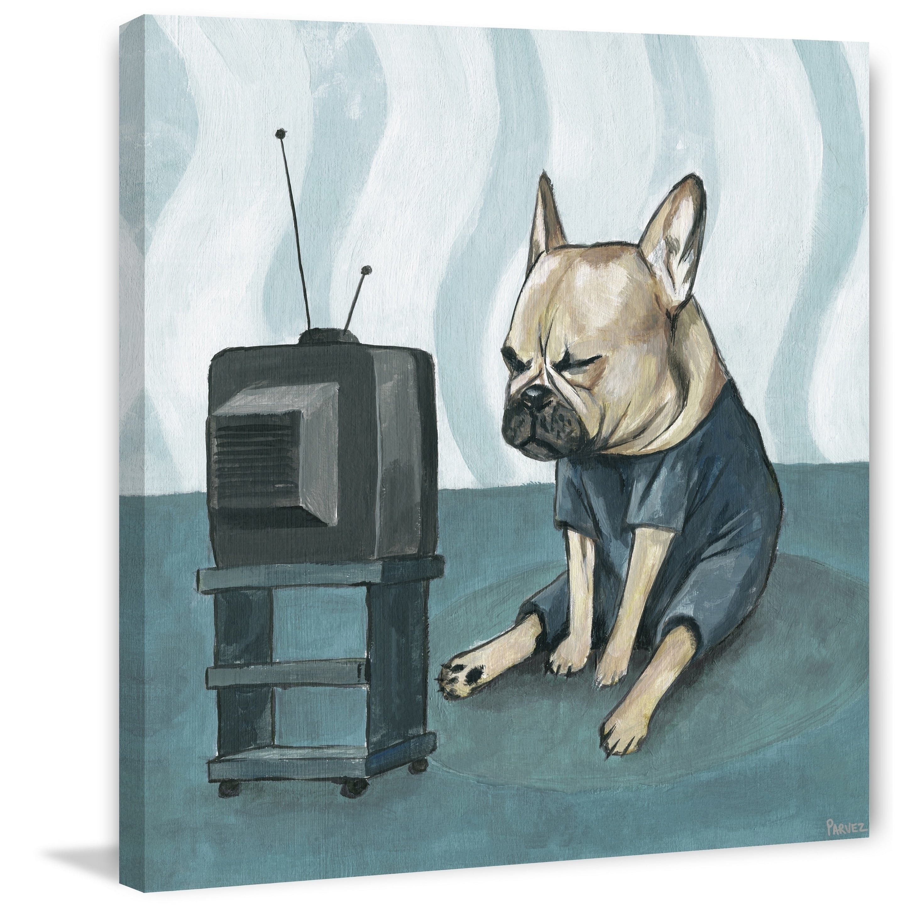 Parvez Taj Bored Bulldog Canvas Wall Art