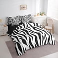thumbnail image 3 of Homewish Geometric Waves Lines 7pcs Bedding Comforter Set,Zebra Pattern Stripes Queen Bedding Sets,White Black Queen Sheet Sets For Boys Kids,Ultra Soft Home Decor Reversible, 3 of 8