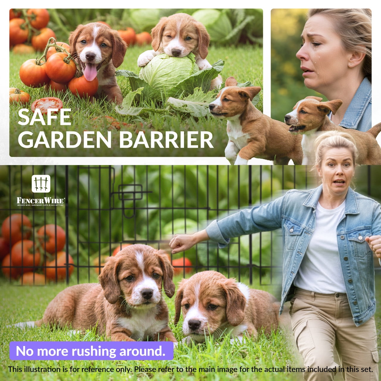 FencerWire 11 Panels Decorative Garden Fence with Gate, 29.5"H x 23.6"W No Dig Dog Fence Outdoor for Yard Garden Patio, Arched Rustproof Metal Garden Barrier Border, Temporary Animal Barrier