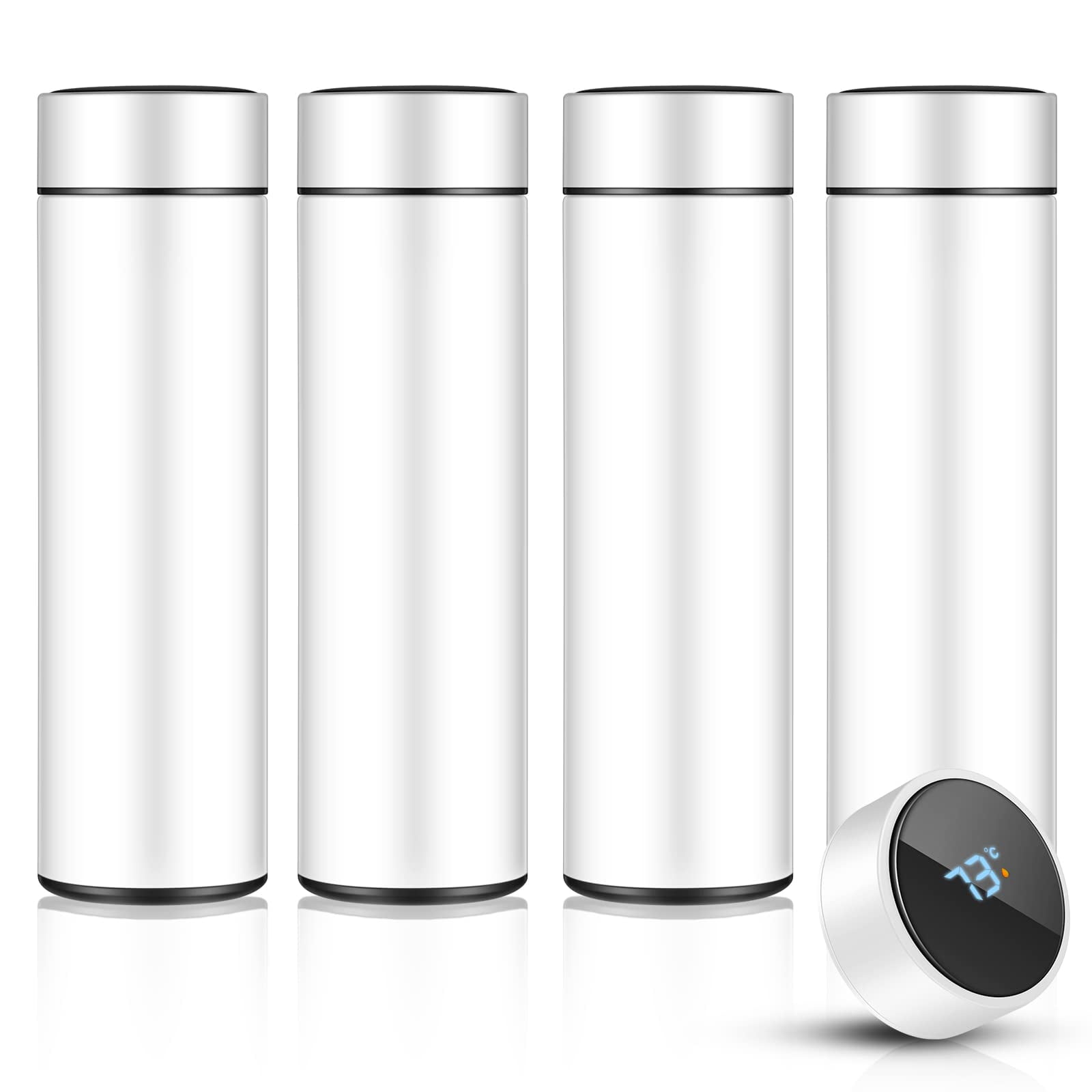 IMMEKEY 4 Pcs Smart Thermal Bottles with LED Temperature Display