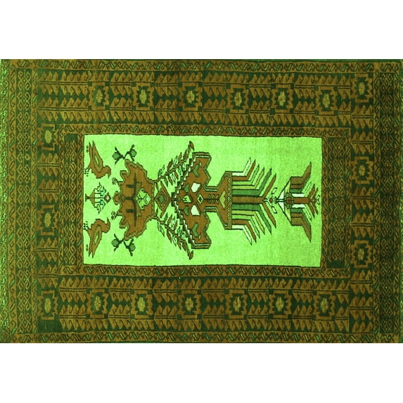 Ahgly Company Indoor Rectangle Persian Green Traditional Area Rugs, 7' x 10'