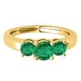 thumbnail image 2 of Mauli Jewels Rings for Women 1.80 Carat Three Stone Round Shaped Emerald Ring 4-prong 10K Yellow Gold, 2 of 7