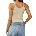 thumbnail image 5 of Otntypg Women's Sleeveless Workout Tank Top Form Fitting Scoop Neck Ribbed Knit Y2K Tops Basic Solid Color Cami Shirts Beige XXL, 5 of 7