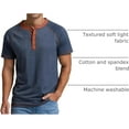 thumbnail image 7 of JWD Classic henley style Three button henley closure, Mens Henley Short Sleeve T-Shirt Cotton Casual Shirt Mens ShirtsSummer Daily T-Shirts Navy Blue L, 7 of 7