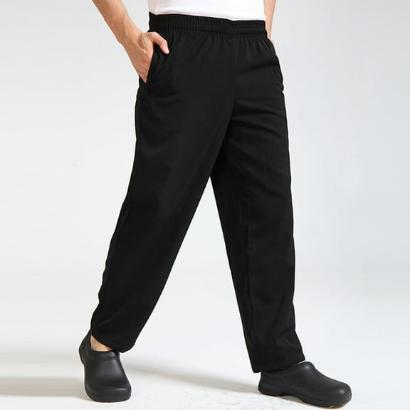 Raindrops Chef Uniform Men Breathable Polyester Cotton Work Pants for Chefs 1Pcs M
