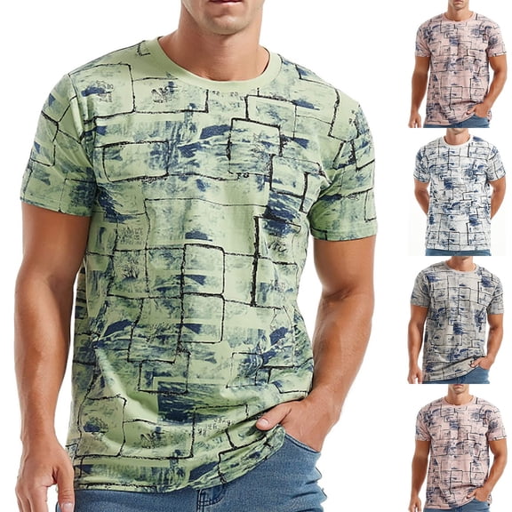 Polo T Shirts for Men 1/4 Short Sleeve Big & Tall Casual Weekend Tshirts Snug Fit Gradient Crew Neck Casual Outdoor Basic Shirts for Men