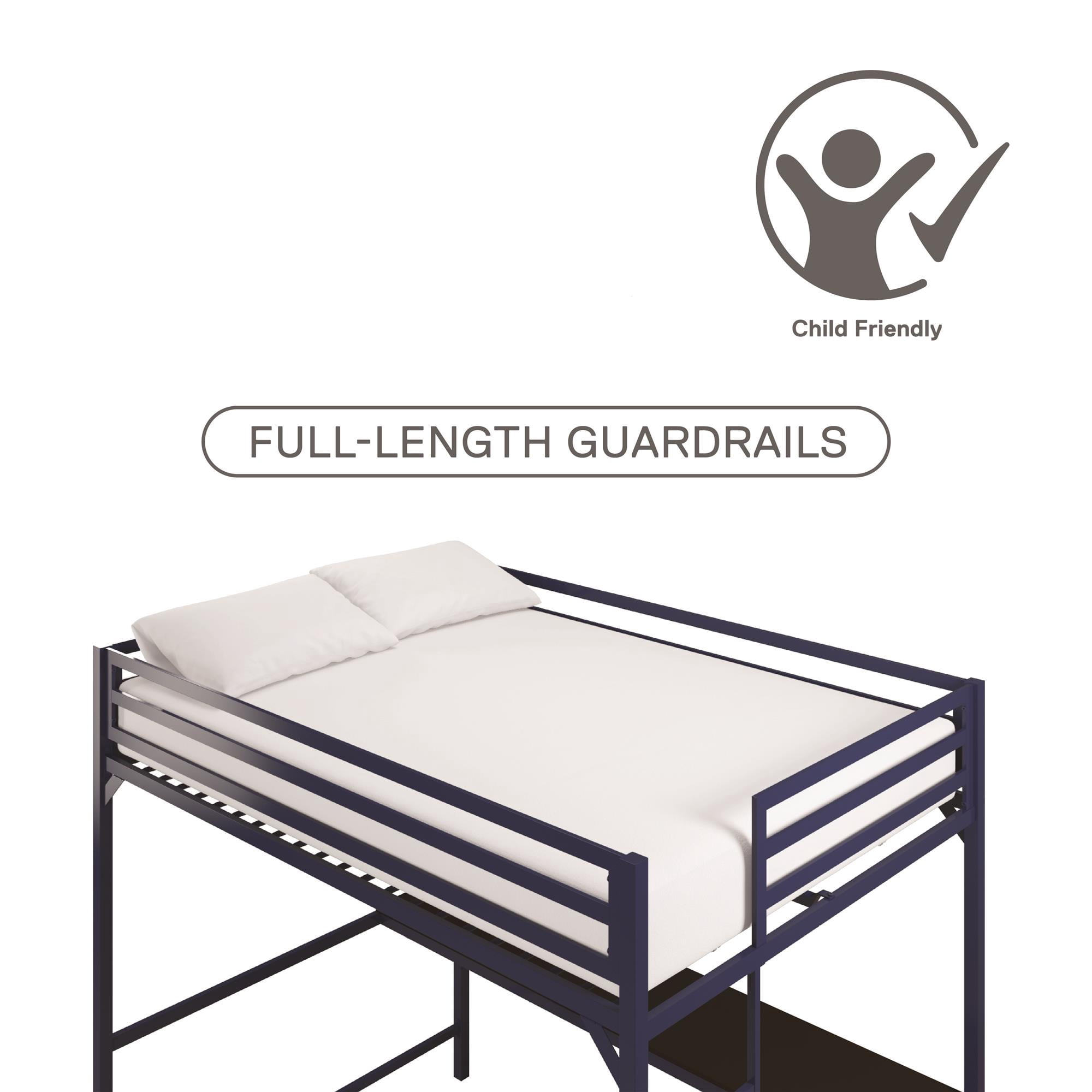 DHP Miles Metal Full Loft Bed with Desk, Blue