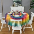 thumbnail image 2 of Colorful Rainbow Tie Dye Spiral Pattern Round Tablecloth 60"x60",Wrinkle Wipeable Table Cloth for Kitchen Dining Room Picnic Patio Party, 2 of 6