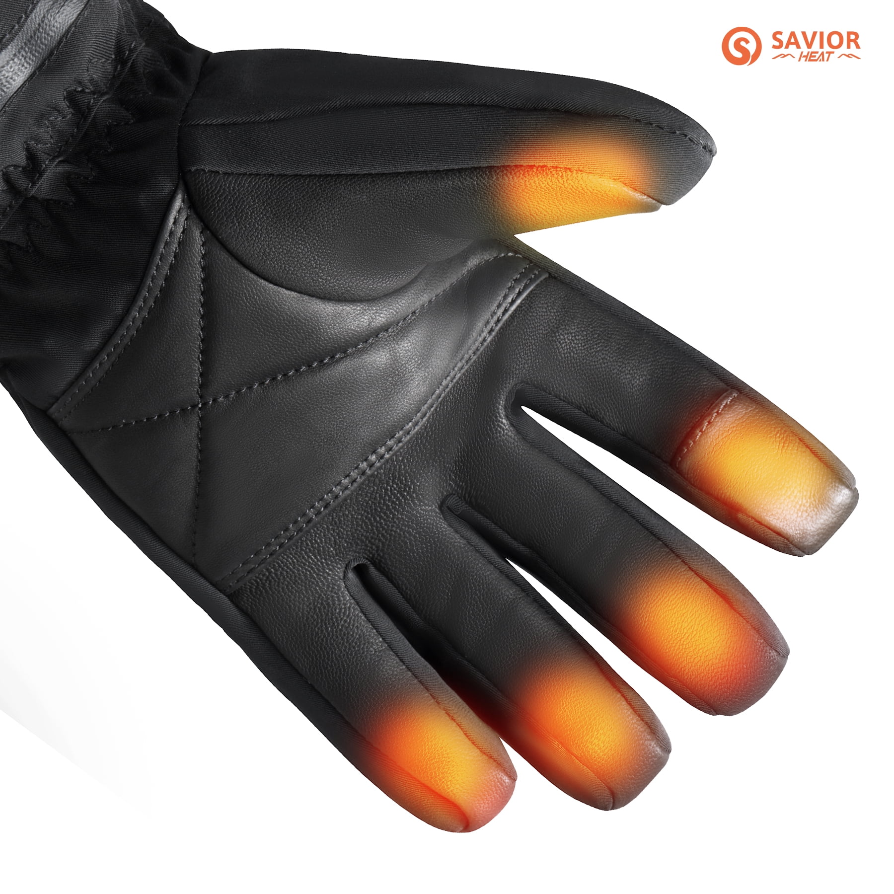 Savior Adult Battery Heated Gloves, Winter Ski Mittens Black XS-3XL