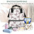 thumbnail image 5 of Naloa Pink Butterflies (2) Baby Diaper Bag Backpack, Multi-Functional Mommy Backpack, Mummy Backpack for Baby Care, Large Capacity, 5 of 6