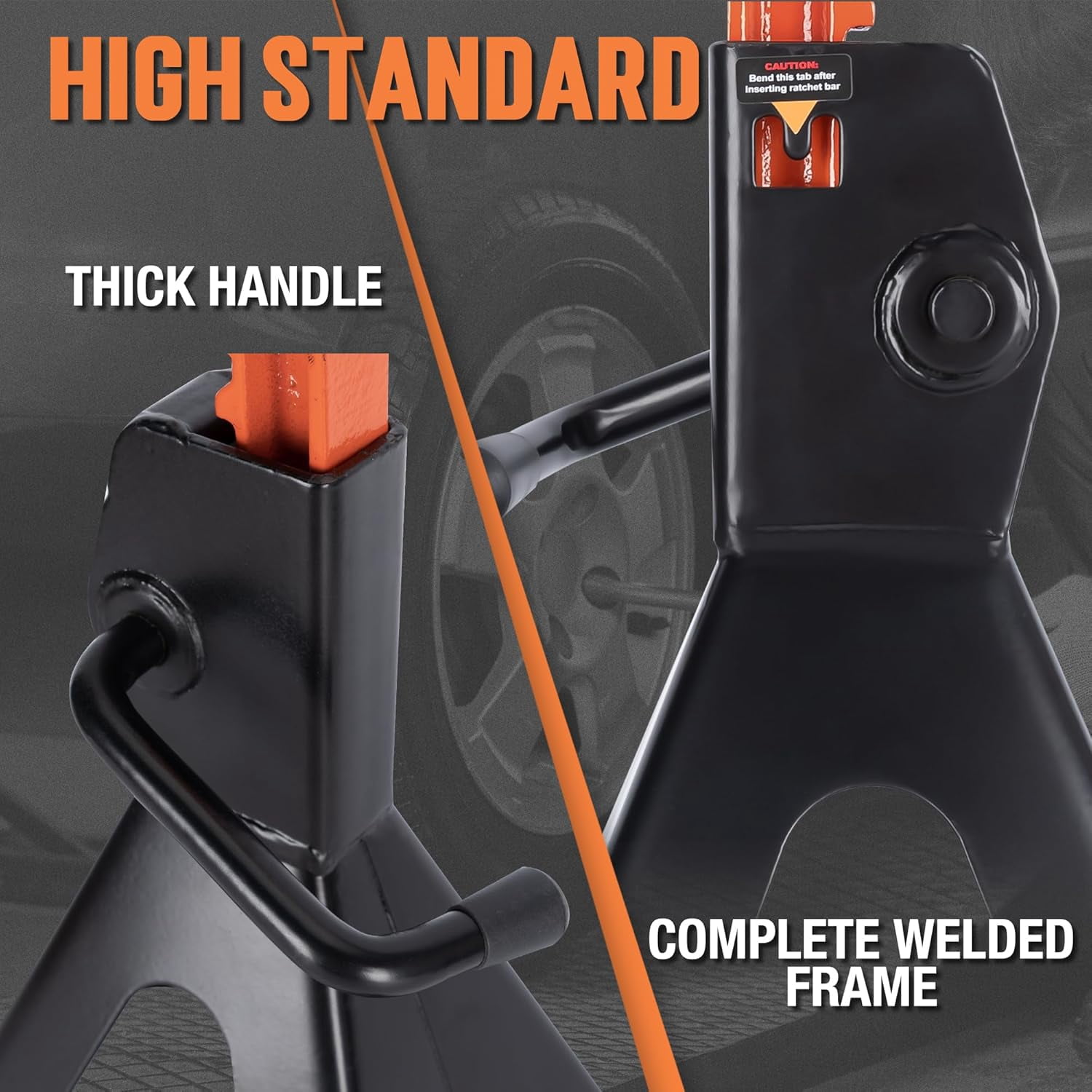Jack Stands 3 Ton, Extra Tall Heavy Duty Car Jack Stand, 13.39-21.06 inch Adjustable Height for SUV, MPV and UTV/ATV, Black, 1 Pair