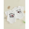 thumbnail image 3 of BemeyourBBs Newborn Baby Boys Summer Clothes Infant Baby Boys Football Outfit Bubble Romper Soccer in Tractor Print Short Sleeve Bodysuit Playsuit Jumpsuit, 3 of 9