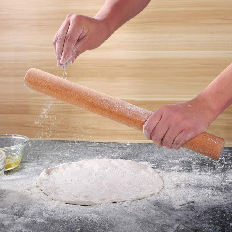 Classic Wood Rolling Pin - 18 Inch Wood Rolling Pin With Handles Solid  Wooden Roller Pin Baking Professional Dough Roller for Hom