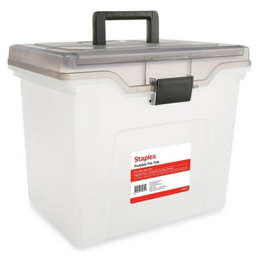 Staples File Box File Portable Tote Letter Size Clear (140165/111112)