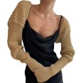 thumbnail image 1 of ORUYROP Boléro Pull pour Femmes Tenue d'Automne Cardigan Court en Tricot Manches Longues Y2K Ouvert devant pour Sortir, 1 of 1